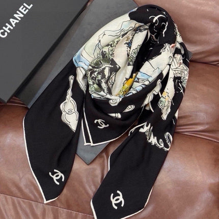 CHANEL 26S SCARF 140 IN SILK AND CASHMERE 509470