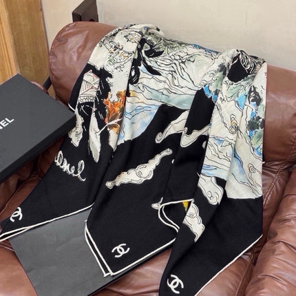 CHANEL 26S SCARF 140 IN SILK AND CASHMERE 509470