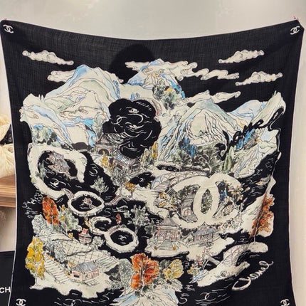 CHANEL 26S SCARF 140 IN SILK AND CASHMERE 509470