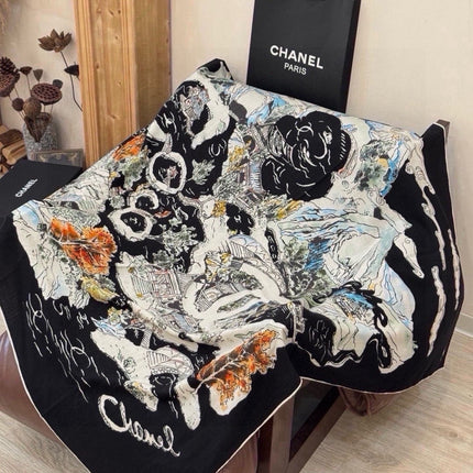 CHANEL 26S SCARF 140 IN SILK AND CASHMERE 509470