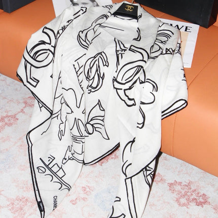 CHANEL 26S SCARF 135 IN SILK AND CASHMERE 509515