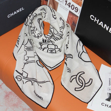 CHANEL 26S SCARF 135 IN SILK AND CASHMERE 509515
