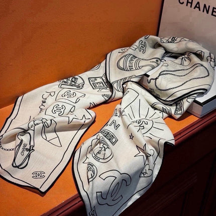 CHANEL 26S SCARF 140 IN SILK AND CASHMERE 510957