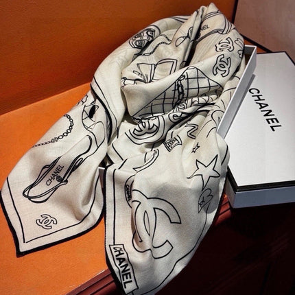 CHANEL 26S SCARF 140 IN SILK AND CASHMERE 510957