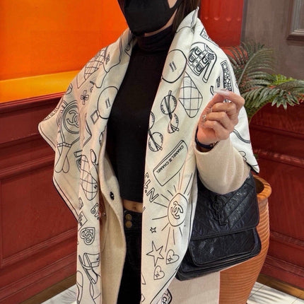 CHANEL 26S SCARF 140 IN SILK AND CASHMERE 510957