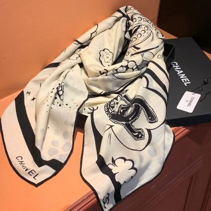 CHANEL 26S SCARF 140 IN SILK AND CASHMERE 510991