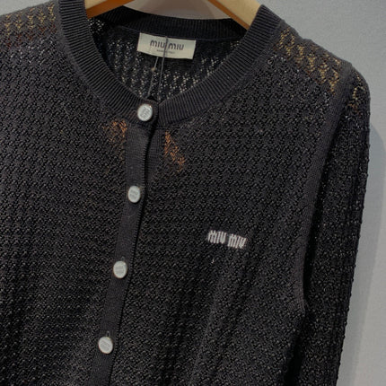 MIUMIU 26S ROUND-NECK KNIT CARDIGAN 1386