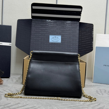 PRADA 25S ENCHAINE MINI BAG 22 IN BLACK CALFSKIN GOLD HARDWARE
