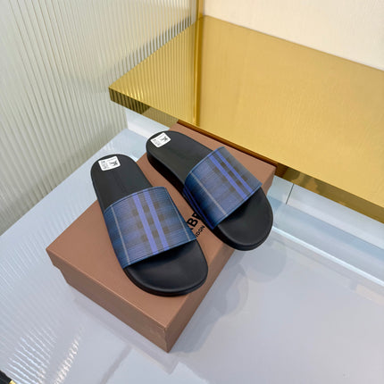 BURBERRY 26S SLIDES SANDAL IN BLUE CALFSKIN