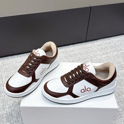 ALO 25S SNEAKER IN DARK BROWN AND WHITE LAMBSKIN