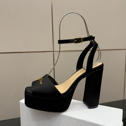 DIOR 26S HIGH HEEL SANDALS 120 MM IN BLACK SATIN