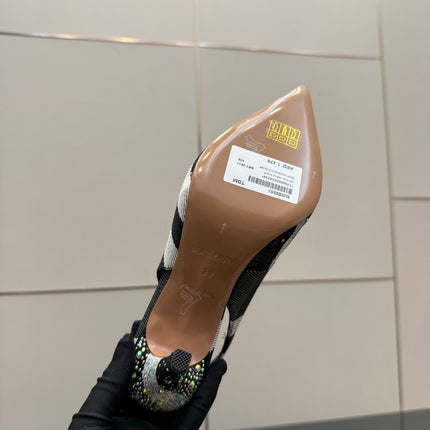 BURBERRY 26S SLINGBACK HEELS 85 MM IN STRIPED COLOR COORDINATION FABRIC STYLE 4