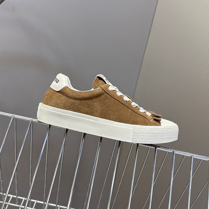MIUMIU 25S SNEAKERS IN EARTH BROWN SUEDE