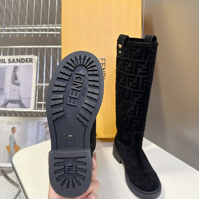 FENDI 25S HIGH-CUT BOOTS IN BLACK SUEDE