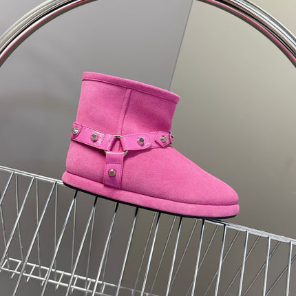 BALENCIAGA 25S ALASKA ANKLE BOOTS IN PINK SUEDE AND LAMBSKIN