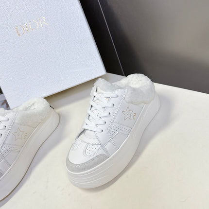 DIOR 25S DIOR STAR SNEAKERS 40 MM IN WHITE LAMBSKIN AND WOOL