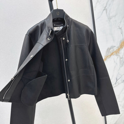 HERMES 25S STAND-COLLAR LEATHER JACKET 454