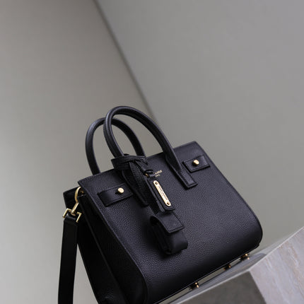 YSL 25S SAC DE JOUR 22 IN BLACK SUPPLE GRAINED CALFSKIN GOLD HARDWARE