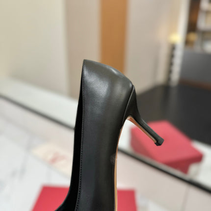 VALENTINO 26S HIGH HEELS 75 MM IN BLACK SMOOTH CALFSKIN