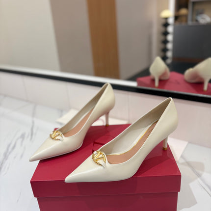 VALENTINO 26S POINTED-TOE PUMPS 65 MM IN WHITE SMOOTH CALFSKIN