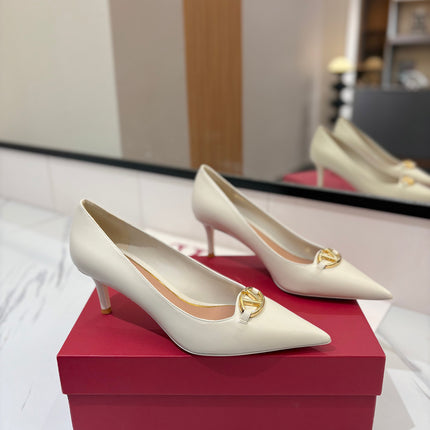 VALENTINO 26S POINTED-TOE PUMPS 65 MM IN WHITE SMOOTH CALFSKIN