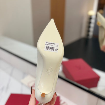 VALENTINO 26S POINTED-TOE PUMPS 65 MM IN WHITE PATENT CALFSKIN
