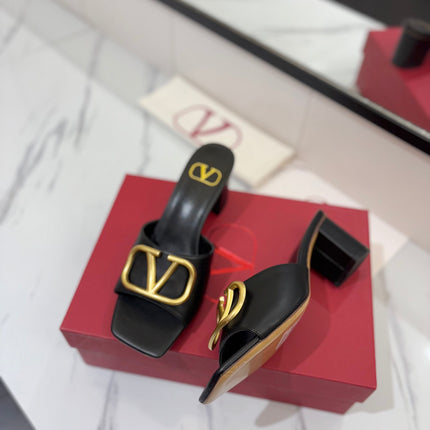 VALENTINO 26S HIGH-HEEL SANDALS 60 MM IN BLACK CALFSKIN WITH GOLD HARDWARE