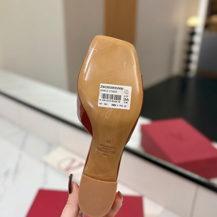 VALENTINO 26S HIGH-HEEL SANDALS 60 MM IN BROWN PATENT CALFSKIN