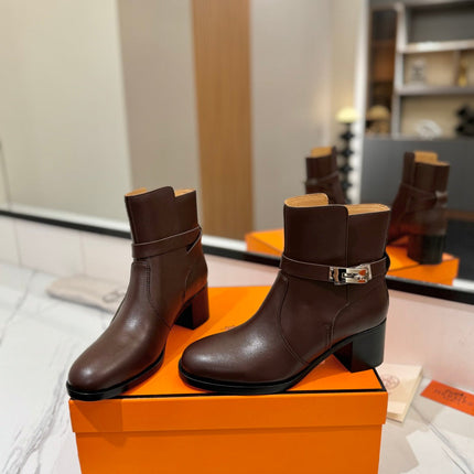 HM 26S ANKLE BOOTS 55 MM IN DARK BROWN CALFSKIN