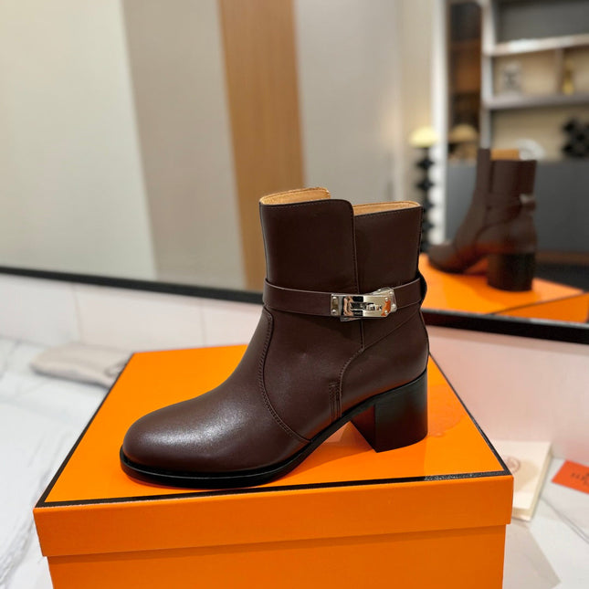 HM 26S ANKLE BOOTS 55 MM IN DARK BROWN CALFSKIN