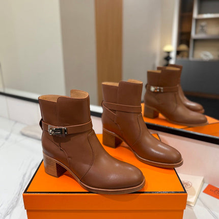 HM 26S ANKLE BOOTS 55 MM IN BROWN CALFSKIN