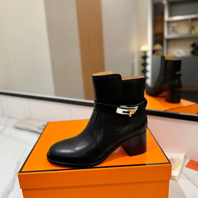 HM 26S ANKLE BOOTS 55 MM IN BLACK CALFSKIN