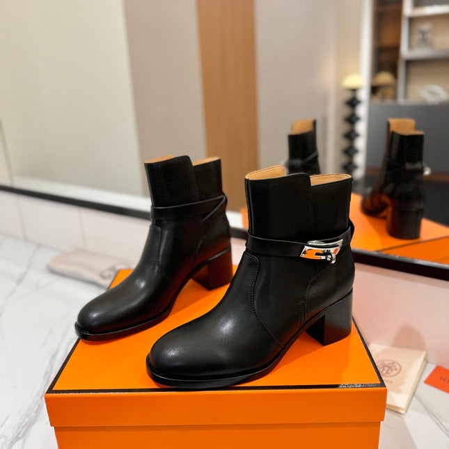 HM 26S ANKLE BOOTS 55 MM IN BLACK CALFSKIN