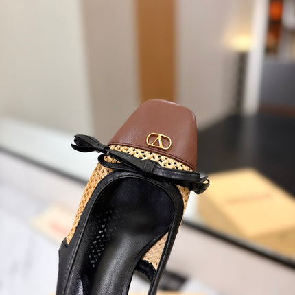VALENTINO 26S HEELED SLINGBACKS 60 MM IN BLACK AND BROWN CALFSKIN