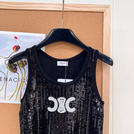 CELINE 26S SEQUIN KNIT TANK TOP 142