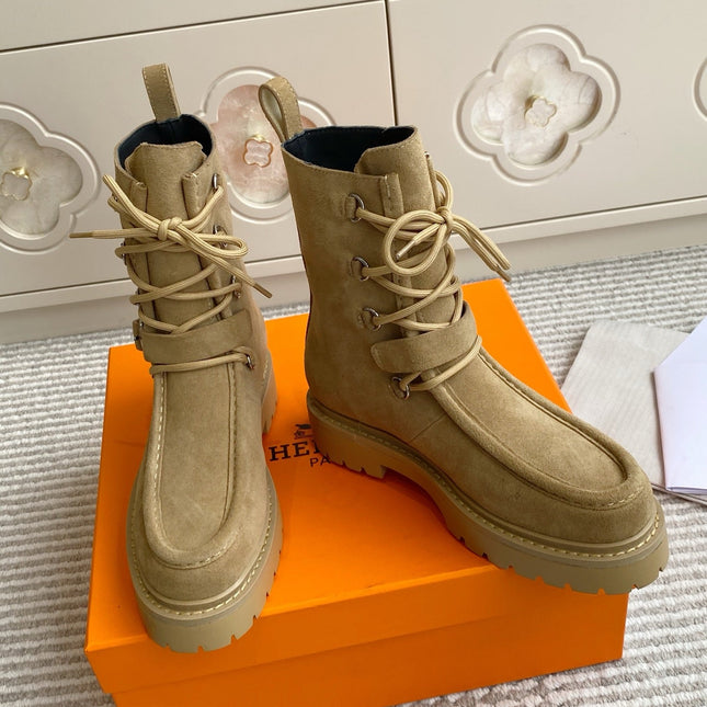 HM 25S ANKLE BOOTS IN WARM BEIGE GOLD SUEDE