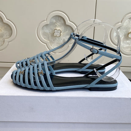 CELINE 26S CLEA TRIOMPHE GLADIATOR SANDALS IN SKY BLUE LAMBSKIN
