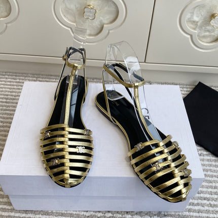 CELINE 26S CLEA TRIOMPHE GLADIATOR SANDALS IN GOLD LAMBSKIN