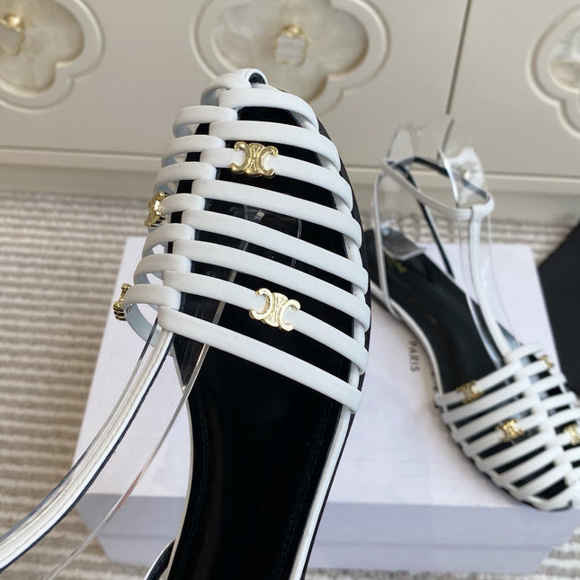 CELINE 26S CLEA TRIOMPHE GLADIATOR SANDALS IN WHITE LAMBSKIN
