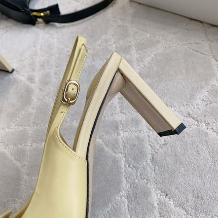 JACQUEMUS 26S SLINGBACK HEELS 85 MM IN PASTEL YELLOW CALFSKIN