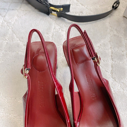 JACQUEMUS 26S SLINGBACK HEELS 85 MM IN DARK RED CALFSKIN