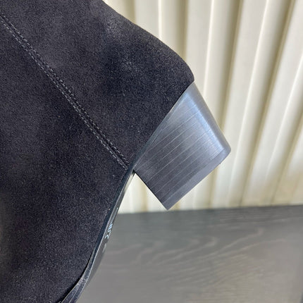 CELINE 26S ANKLE COWBOY BOOTS IN BLACK SUEDE POINTED TOE