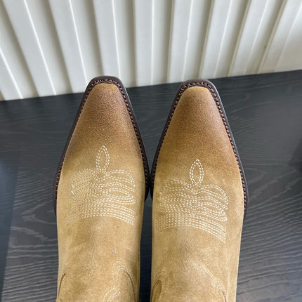 CELINE 26S COWBOY BOOTS IN BEIGE SUEDE POINTED TOE