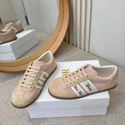 DIOR 26S SNEAKERS IN LIGHT PINK AND BEIGE SUEDE
