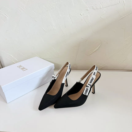 J'ADIOR SLINGBACK PUMP BLACK TECHNICAL FABRIC 10 CM
