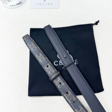 CELINE 26S BELT 25 MM IN BLACK CALFSKIN 654840