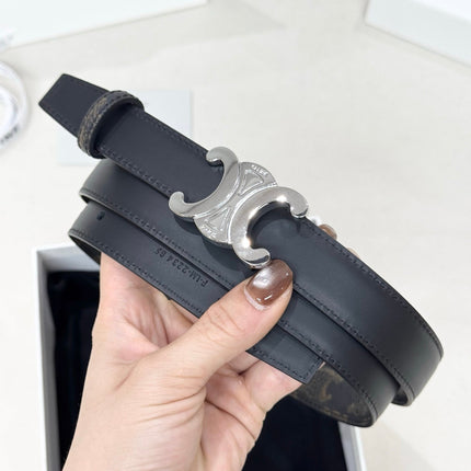 CELINE 26S BELT 25 MM IN BLACK CALFSKIN 654842