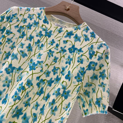 LOEW 25S SHORT SLEEVE SWEATER KNIT FLORAL 264994