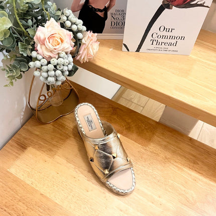 VALENTINO 26S WEDGE SANDALS IN LIGHT GOLD CALFSKIN