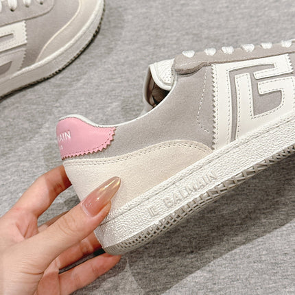 BALMAIN 26S SNEAKERS IN LIGHT BEIGE AND SOFT TAUPE SUEDE